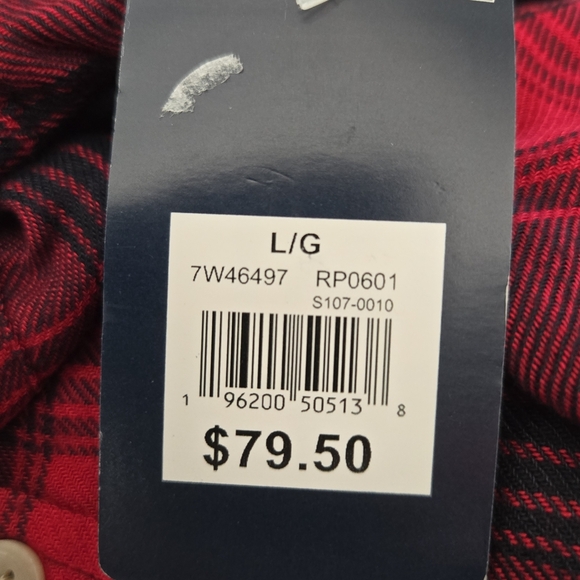 Lucky Brand Red and Black Relaxed Cloud Plaid Boyfriend Flannel Shirt LARGE - Picture 9 of 9